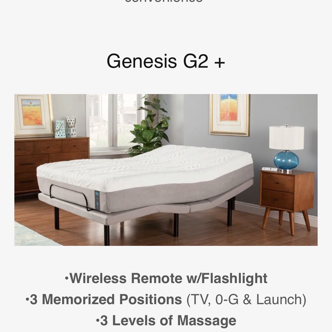 Genesis G2 Adjustable Bed And Genesis 10 Inch Memory Foam Mattress With Mattress Cover