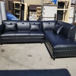 BRAND NEW 9x7ft and 7x9ft sectional CHAISE SOFAS,  BLACK leather. CUSTOM made available