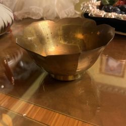 Vintage Small Brass Lotus Flower Bowl