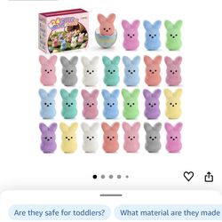 New 24Pack Mini Flocked Bunny for Easter Basket Stuffers, Easter Egg Fillers for Kids, Easter Gifts for Children, Easter Toys Party Favors & Decor