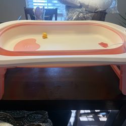 MONEHANE Baby Bath Tub, Portable Collapsible Bathtubs with Cushion