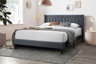 Full grey euro platform bed with ortho mattress included