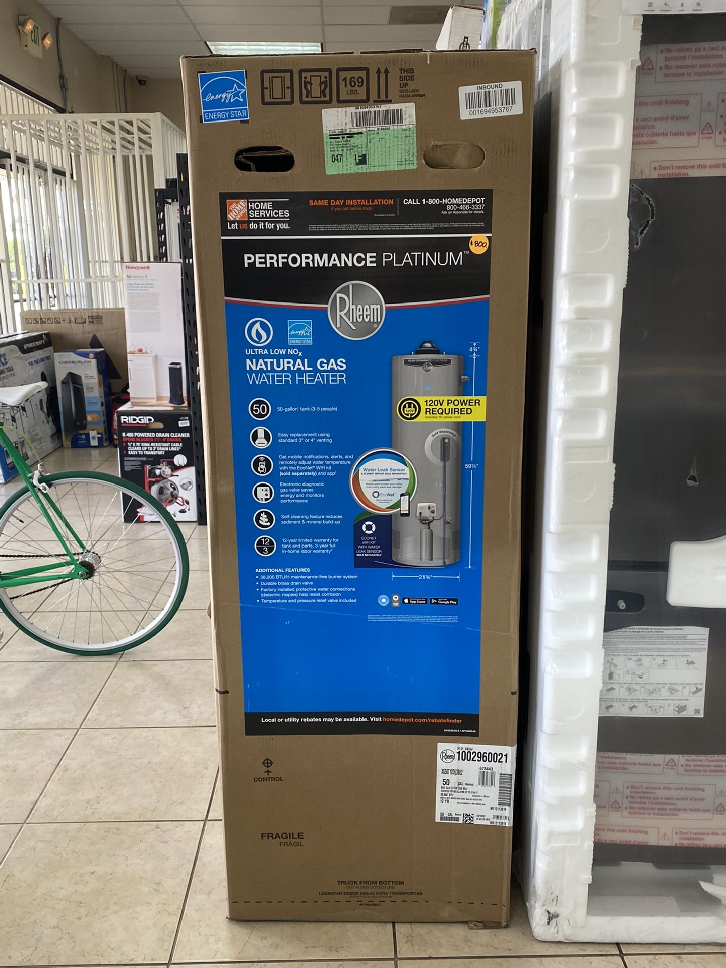 RHEEM PERFORMANCE PLATINUM (50 GALLON) NATURAL GAS WATER HEATER  XG50T12DU38U2 for Sale in Rialto, CA - OfferUp