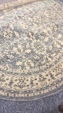 New! 6ft round blue, gray,cream area rug