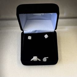 Ring Earrings Pendant Diamond Set 