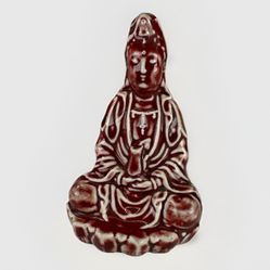 Antique Chinese Porcelain Monochrome Langyao Figure of Guanyin Republic Period