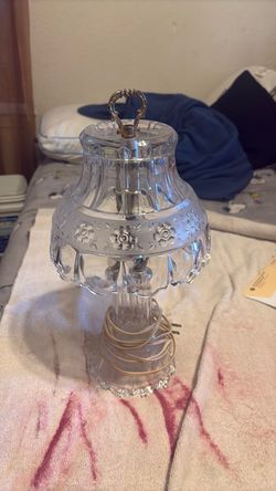 Crystal Glass Table Lamp with Floral Shade