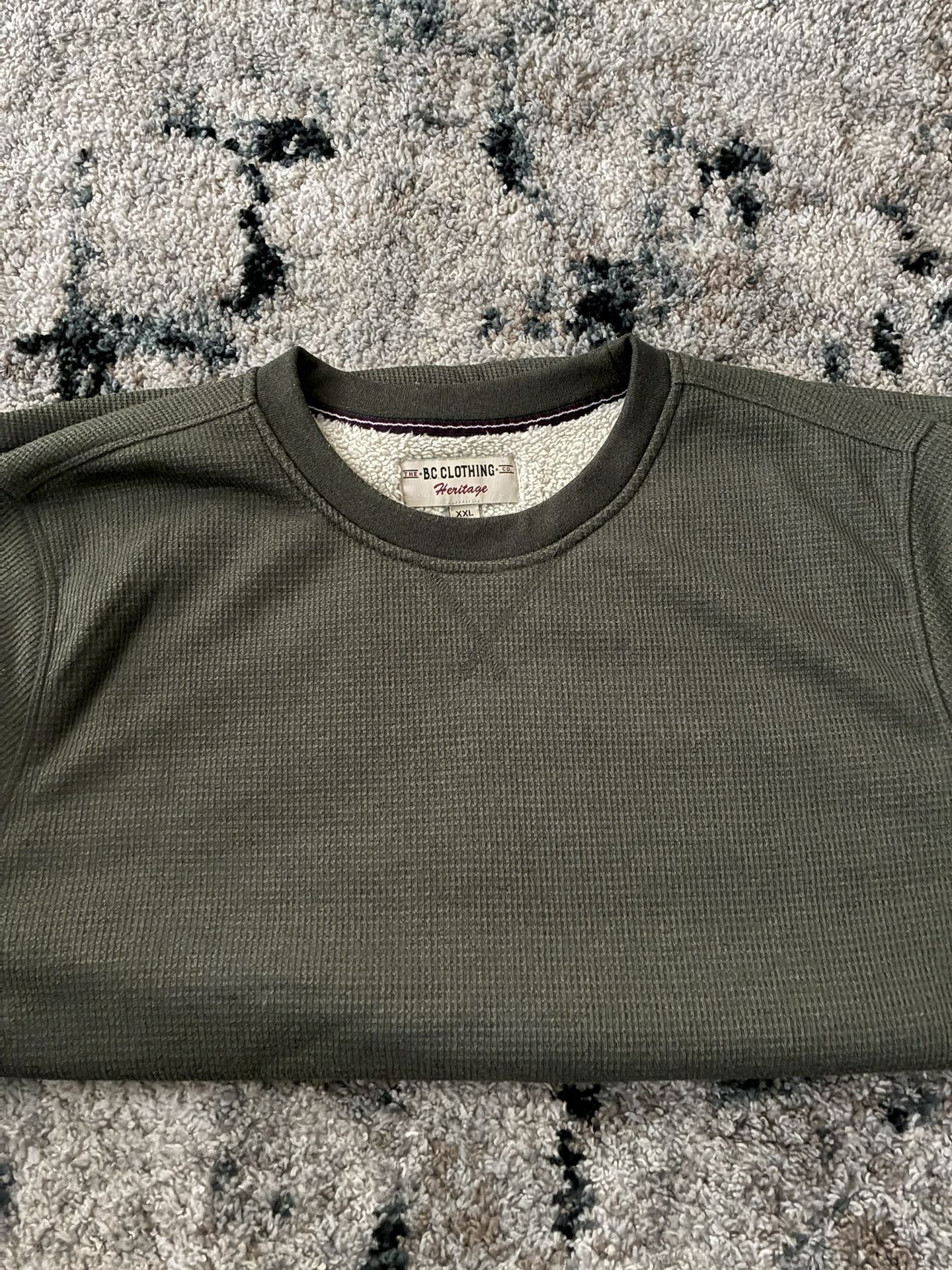 The BC Clothing Co Waffle Knit Shirt Men's XXL Thermal Crew Neck Fleece Lined