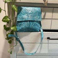 Leather Turquoise Blue Purse 