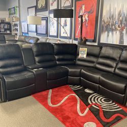 MEMORIAL DAY STARTS NOW💜❗️leather black sectional🖤🔥$1,499