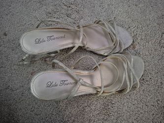 Lulu Townsend Silver Strappy Heeled Sandals  (Size 10) Skokie