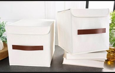 New: 9" x 9" Small Collapsible Storage Bins w attached lids (lot of 8)