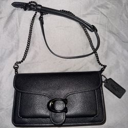 COACH Polished Pebble Leather Tabby Chain Clutch