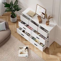 Brand New 47" White 7 Drawer Dresser Modern Fluted Design Sealed In Box