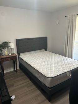 Queen Tufted Headboard Frameand  and Queen Bed