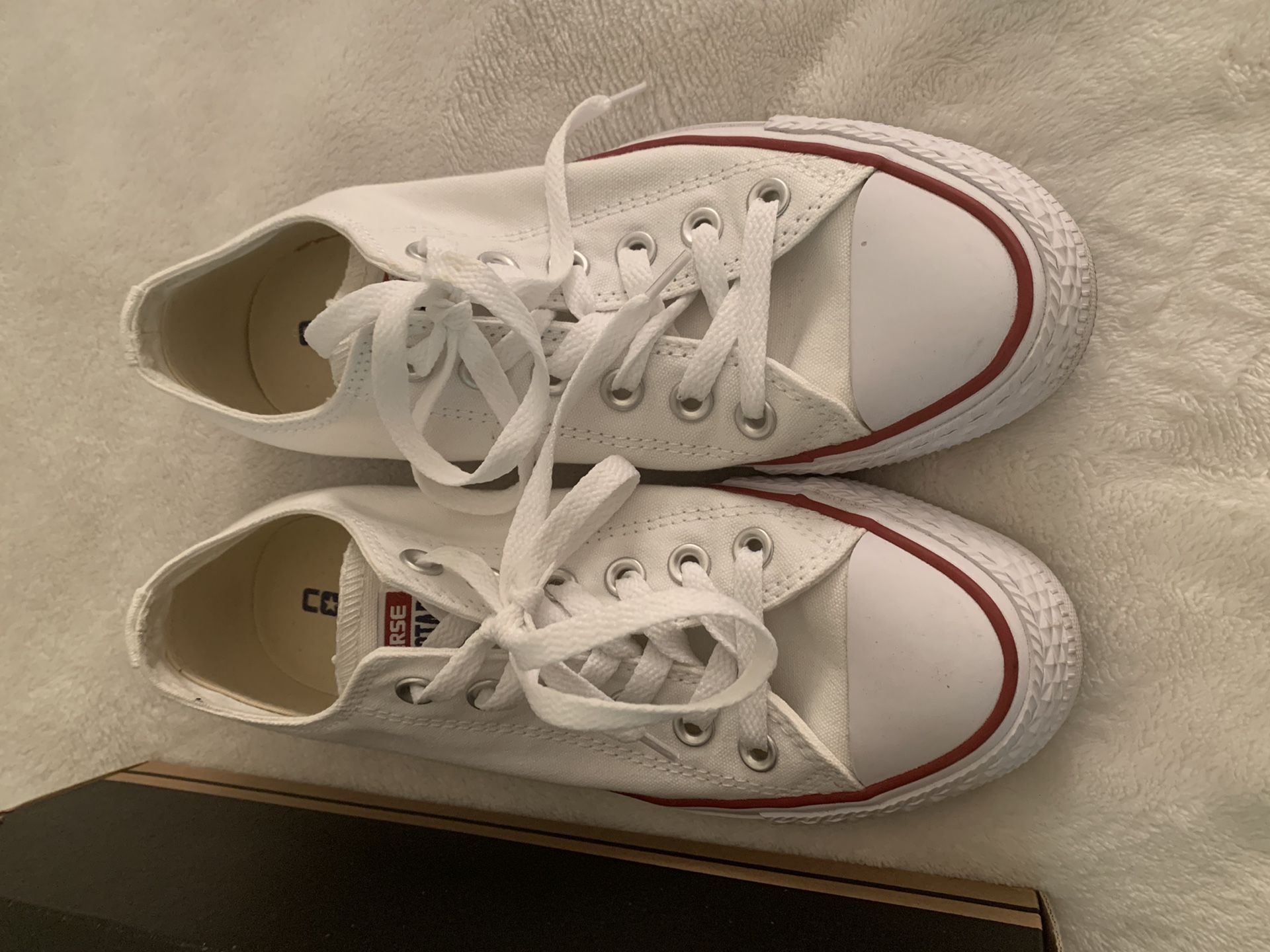 White converse - never worn! - women size 7, men size 5