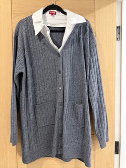 STAUD 2-in-1 Layered wallis Cardigan Shirt