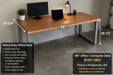 Title  Heavy-Duty 59” Office Desk / Computer Desk – Solid & Sturdy