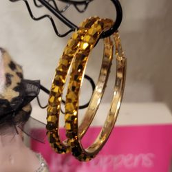 Hoop Metallic Gold Beaded earrings boho 