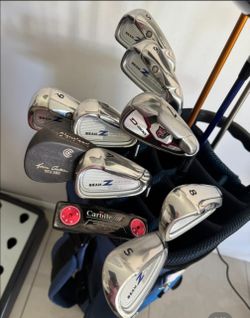 MENS RIGHT HAND RH GOLF CLUB SET DRIVER 3W 5W 3H IRONS PUTTER BAG
