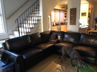 Top grain leather sectional sofa