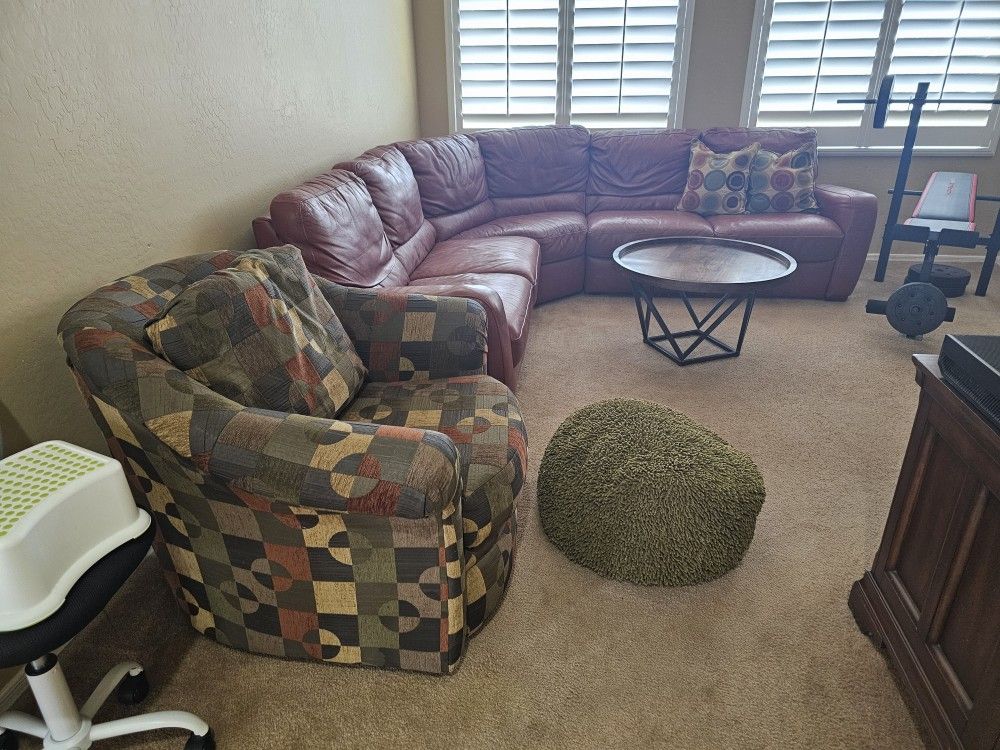 2 Recliner Natuzzi Leather Sectional, Fabric Swivel Chair, Small Bean Bag Or Foot Rest