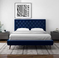 Blue Solid Wood Frame Queen Size