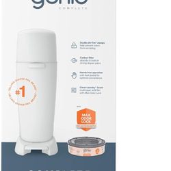 Diaper Genie Complete Diaper Pail (White) with Odor Control | Includes 1 Diaper Trash Can, 3 Refill Bags, 1 Carbon Filter, 4 Piece Set