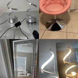 Hermoso Espejo , Juego De Lamparas Y Sillita 