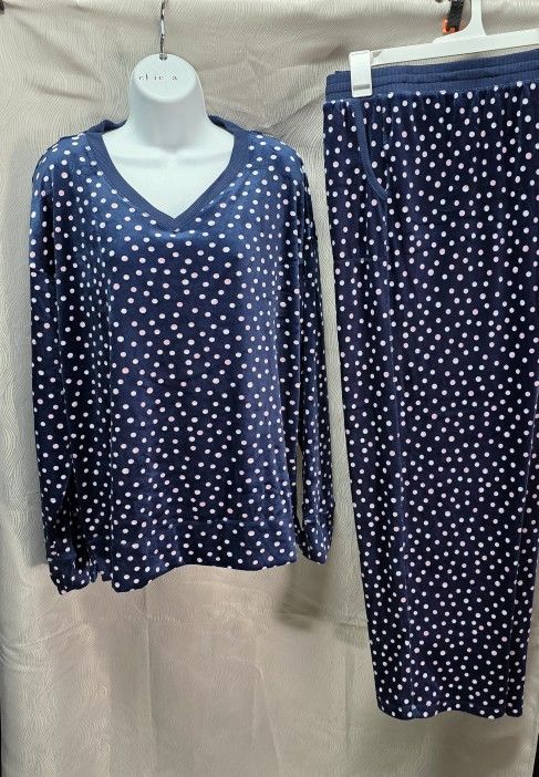 Nautica Women 2 Pcs Pajama Sleepwear Lounge Set Silky Stretch Fleece Size Large