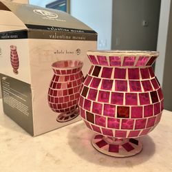New valentine mosaic candle holder 8” 