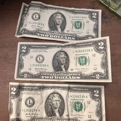 3 2017 Series A 2 Dollar Bills