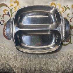 Mid Century Modern Divided Serving Dish Stainless MSJ Japan