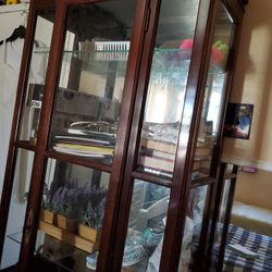 Vintage Cherry Wood  Curio Cabinet