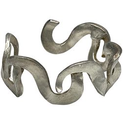 Cecile Jeanne Paris Vintage Geometric Wave Cuff Silver Tone