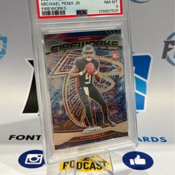 2024 PANINI PRIZM FIREWORKSMICHAEL PENIX JR. 16 ROOKIE PSA 8