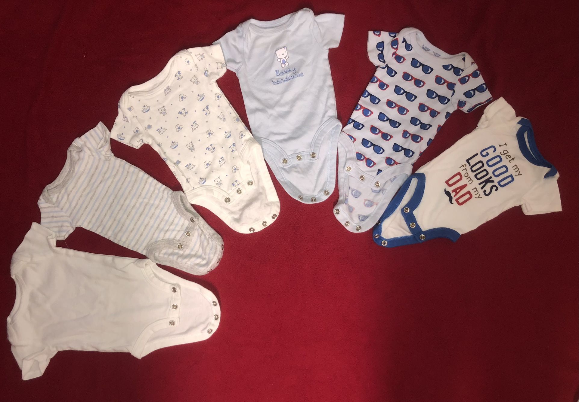 Baby Boy Newborn Bodysuits Mittens Hat 13-pc Lot 