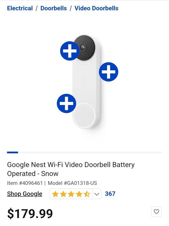 Google Nest Video Doorbell Wired (2nd Gen) - Snow
Item #(contact info removed) |
Model #GA02767-US