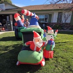 Santa In A Helicopter Christmas Blow Up Decoration 