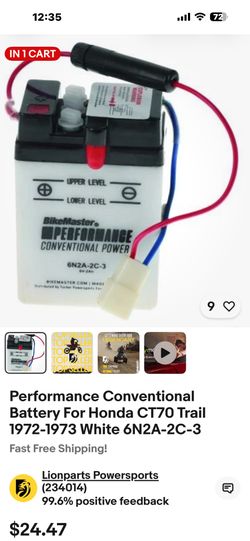 New 6v Battery For Honda Trail Bike 1970s 