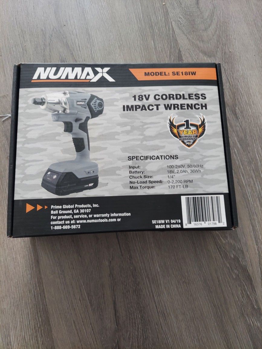 NuMax Tools, NuMax SE18ID 18 Volt Cordless 1/4" Impact Driver with Rechargeable 2 Ah Lithium-Ion Battery and Quick Charger