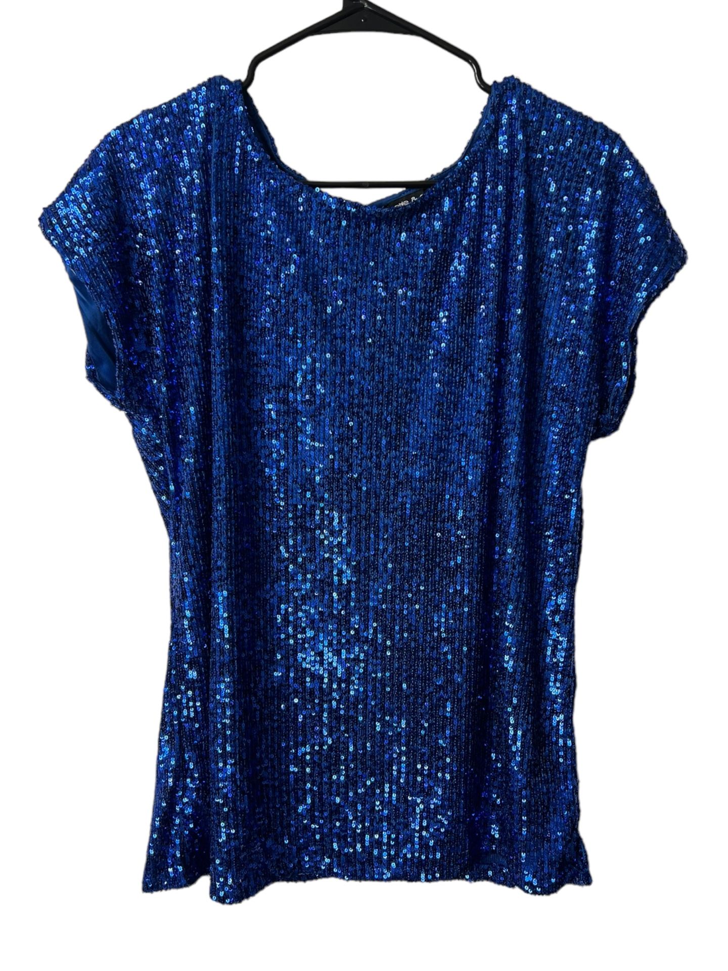 Cable & Gauge Blue Sequin Top Large Party Holiday Comes from a pet and smoke free household Measurements are in pictures.This Cable & Gauge short sl