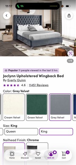 King Tufted Velvet Upholstered Bed