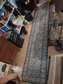 Blue/White runner rug (Longer than usual)