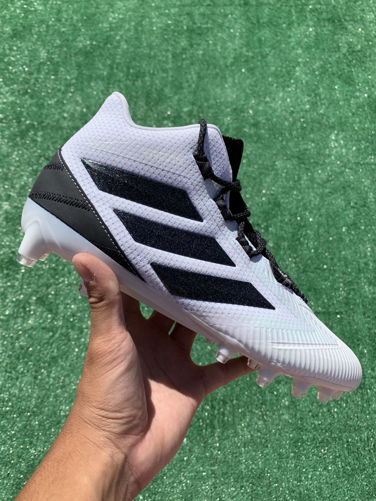 ADIDAS FREAK CARBON MID “WHITE / BLACK” FOOTBALL CLEATS (Sizes 11, 11.5 and 12, Men’s Available)