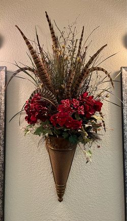 Decorative Wall Sconce with Floral Arrangement