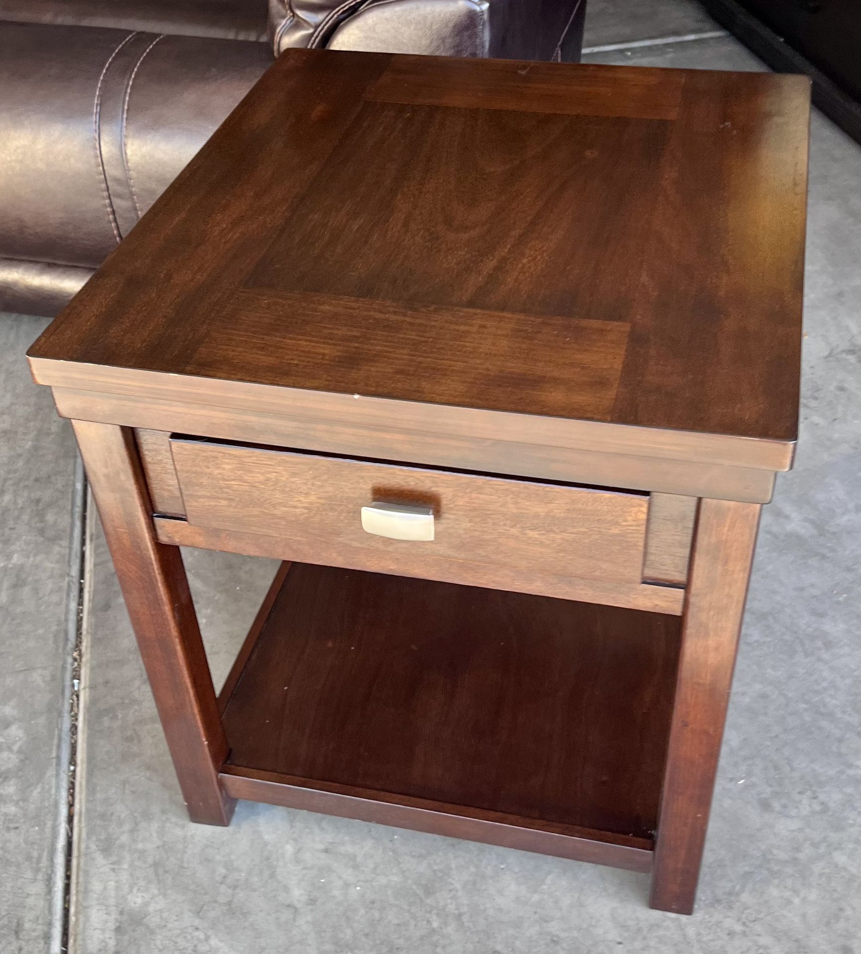Living Spaces Brown Wooden End Table