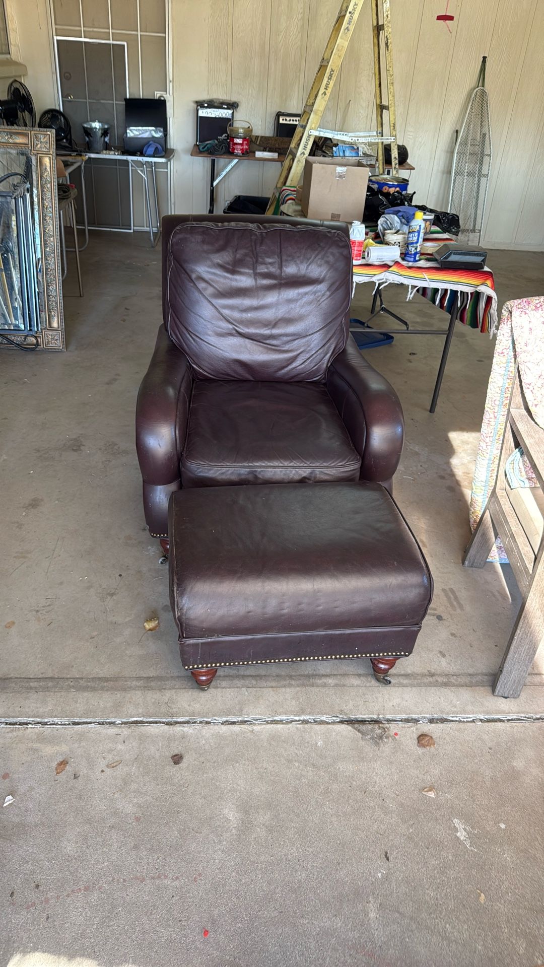 Leather Chair & Ottoman 