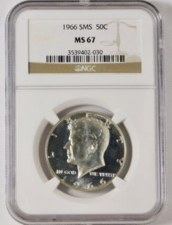 1966 “SMS" Silver Kennedy Half Dollar High Grade! MS-67
