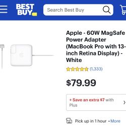 Apple - 60W MagSafe 2 Power Adapter (MacBook Pro with 13-inch Retina Display)white